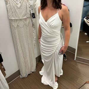 Adrianna Papell Ivory Gown with deep slit